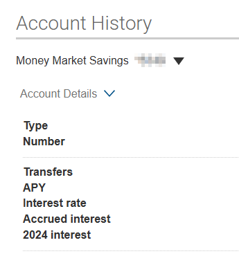 Account History screenshot